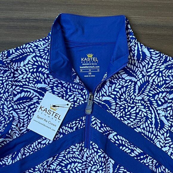 Kastel Denmark Women's Longsleeve Sun Shirt - Chevron Blue Leaves - XS - Picture 2 of 5